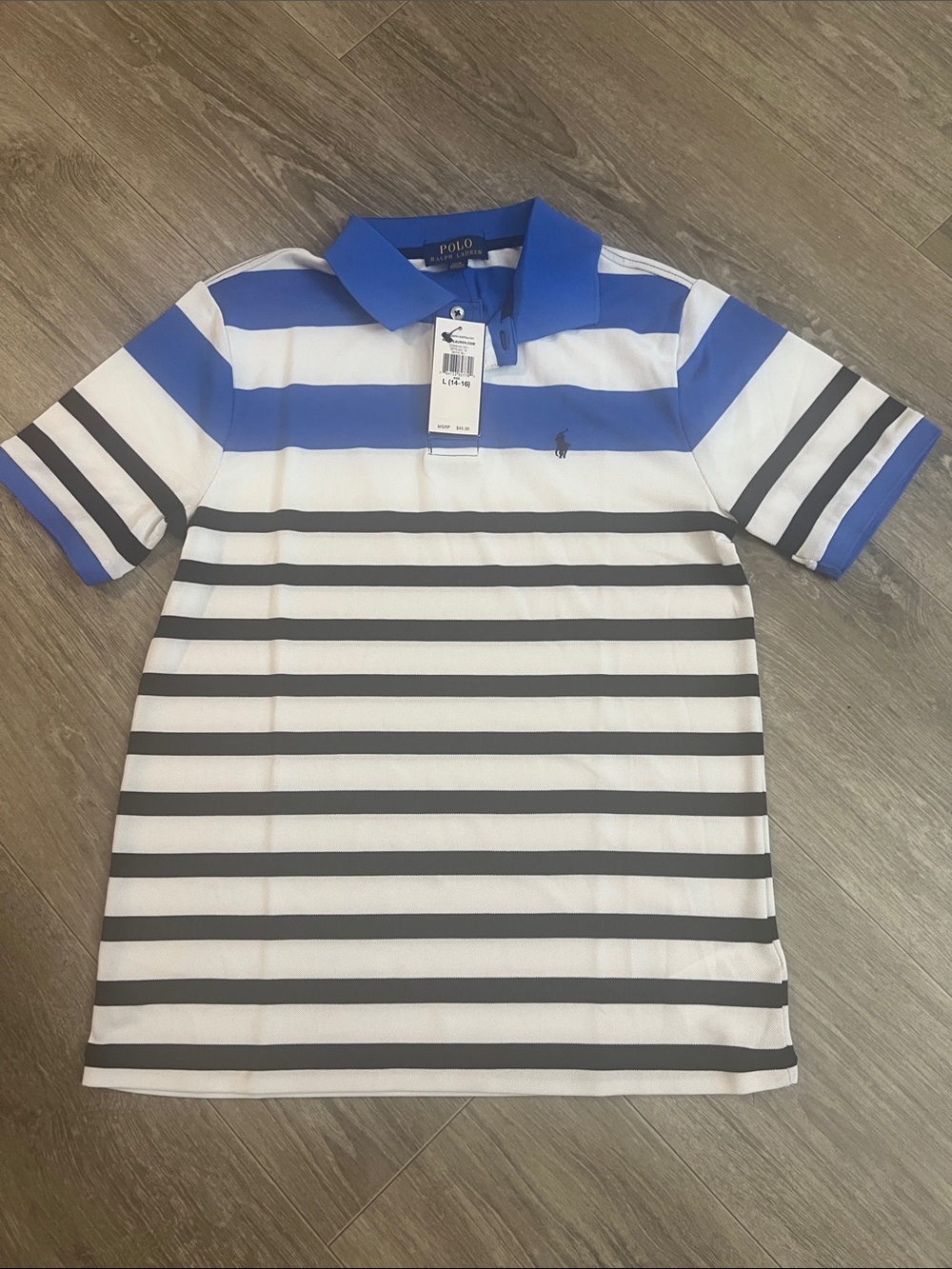 Polo by Ralph Lauren Royal Blue, White & Black Striped Polo